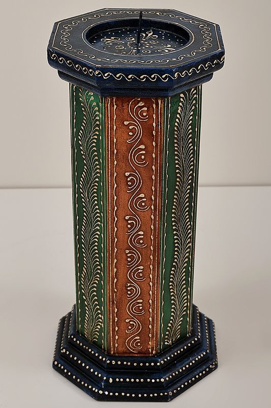 12" Decorative Colorful Candle Stand | Handmade Art | Made in India