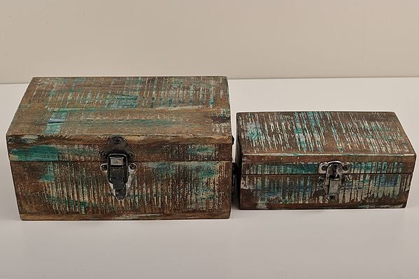 11" Set of Two Wooden Boxes | Handmade Wood Boxes | Made in India