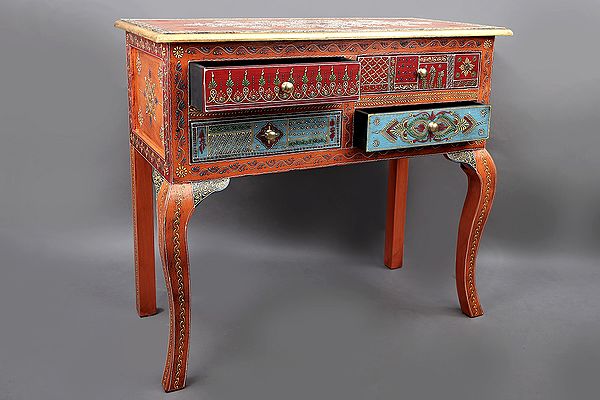 33" Wooden Side Table with Multi Drawer | Wooden Table | Handmade | Made In India
