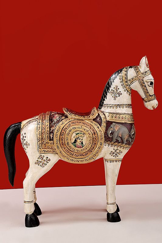 15" Wooden Decorative Hand Painted  Horse | Wooden Horse | Handmade | Made In India