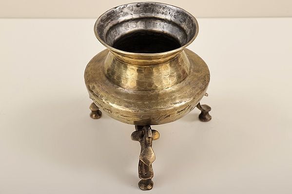 5" Small Brass Handi with Stand | Handmade | Made In India