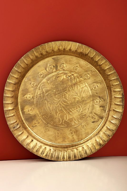 Peacock Design Brass Plate | Brass Plate | Handmade | Made In India