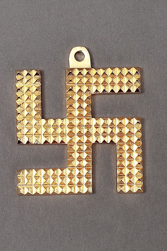 3" Pyramid Design Brass Swastik | Brass Swastik | Wall Hanging | Handmade | Made In India