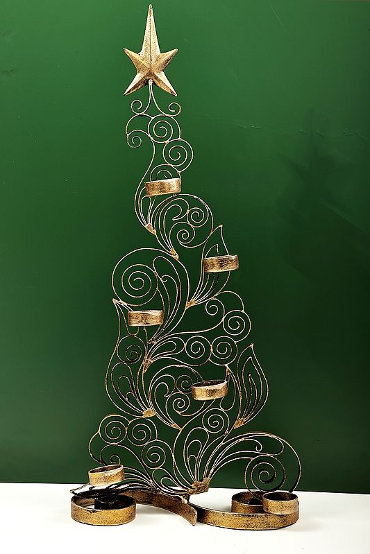 26" Handmade Candle Stand with The Shape of X-Mas Tree