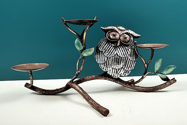 16" Handmade Owl Candle Holder