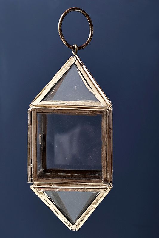 6" Small Diamond Shape Glass Hanging Candle Stand | Handmade