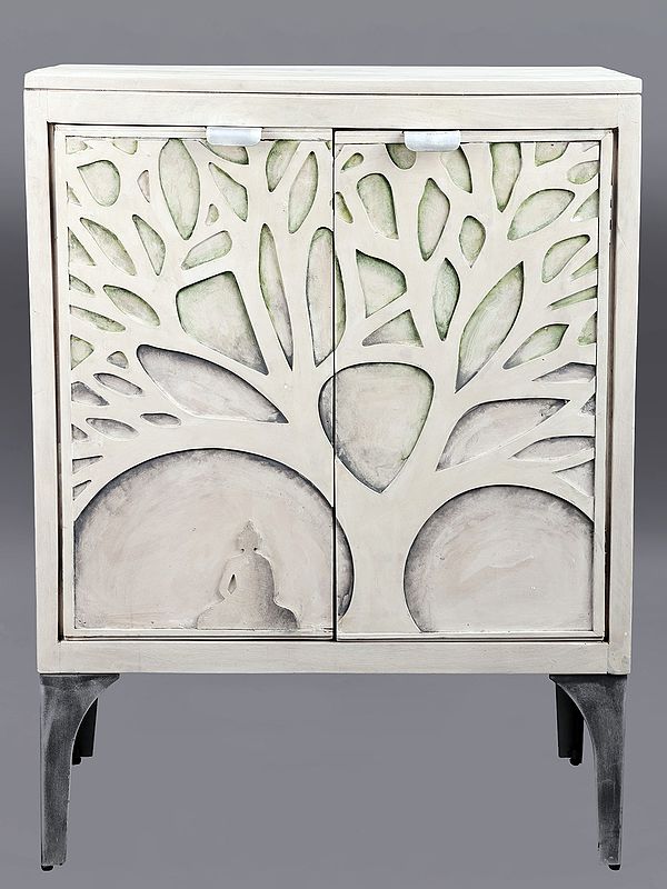 36" Bodhi Tree Design Cabinet | Wooden Cabinet | Handmade Art