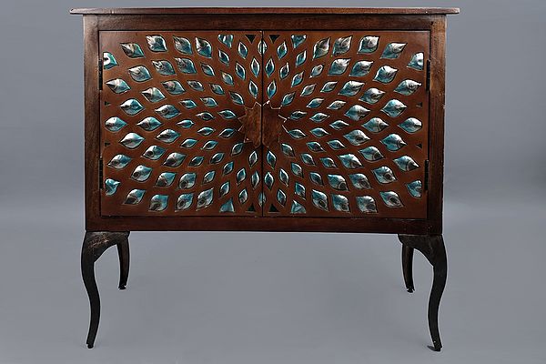 35" Wooden Sunbrust Cabinet | Wooden Cabinet | Handmade Art