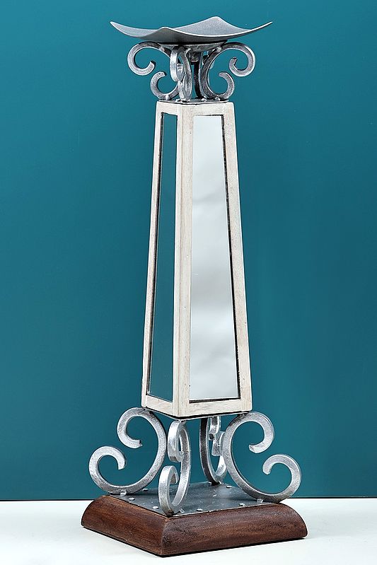 18" Glass Decorative Candle Stand | Handmade