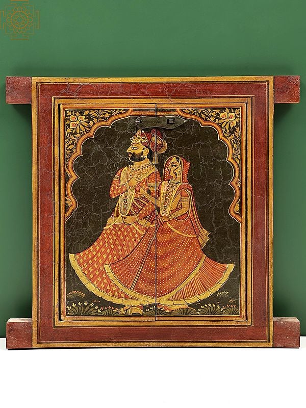 13" Hand Painted King Queen Jharokha (Window) | Wooden Window | Handmade