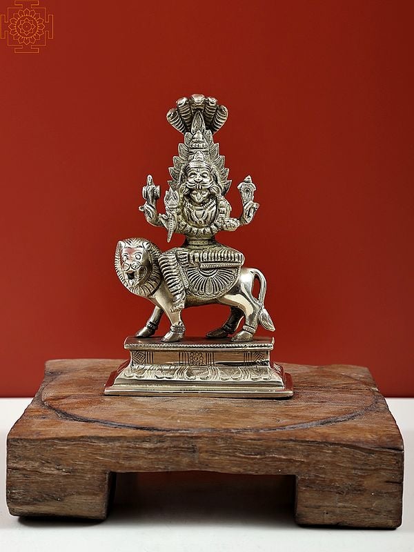 8" Goddess Pratyangira (Atharvana Bhadrakali) with Wooden Pedestal | Handmade