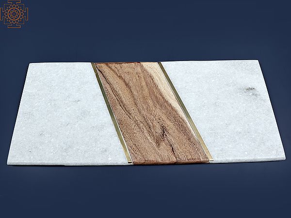17" Marble and Wooden Chopping Board | Handmade