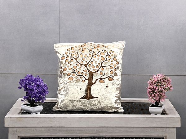 Cushion Cover Velvet Tree Gold Sparkle Print