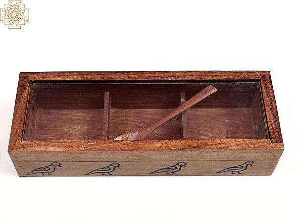 Wooden Spice Box with Spoon | Handmade