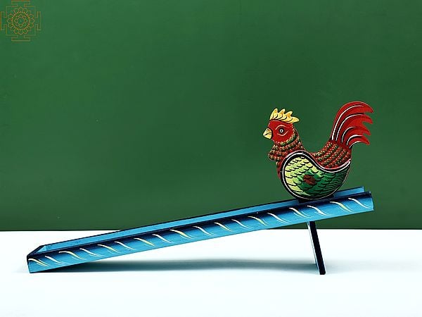 Channapatna Hand-painted Ramp Walker Cock Toy | Handmade