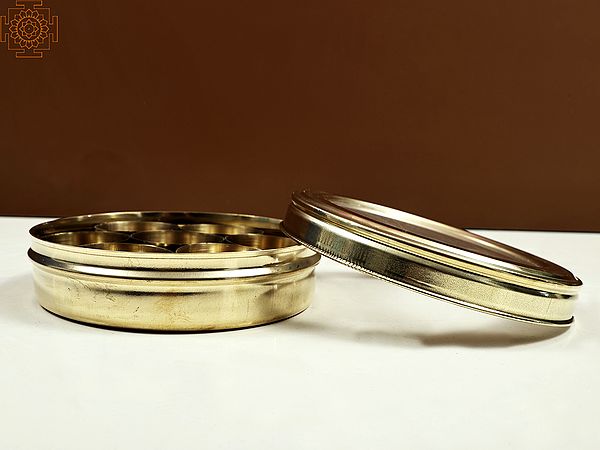 Spice Box with Glass Lid | Handmade Brass Masala Box