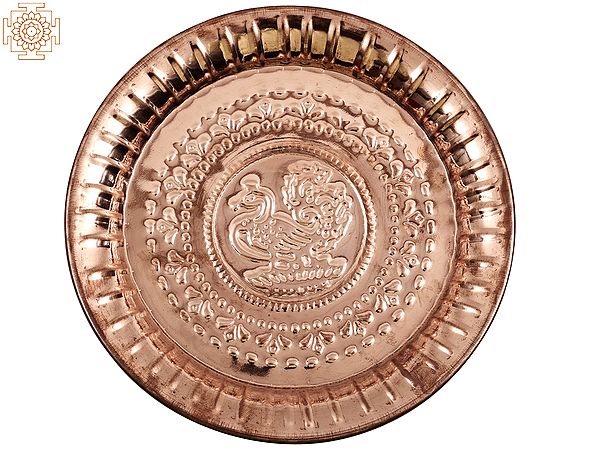Small Peacock Design Copper Plate | Handmade
