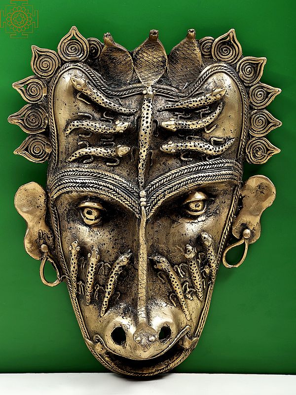 13" Decorative Tribal Mask Wall Decor | Handmade Dhokra Art
