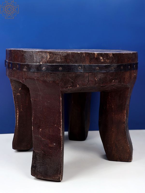 15" Vintage Stool From Nagaland (Single Piece) | Handmade