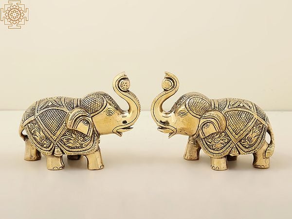 6" Brass Royal Elephant (Pair) | Handmade