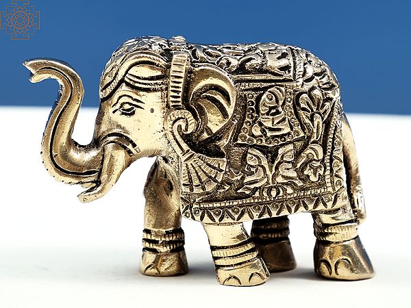 3" Ganesha Elephant Statues with Trunk Up | Handmade
