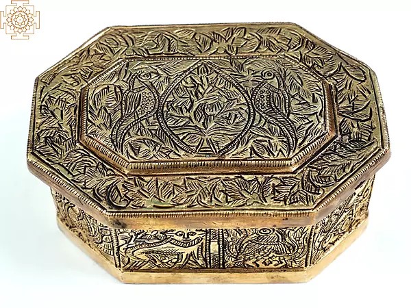 5" Vintage Design Brass Jewelry Box