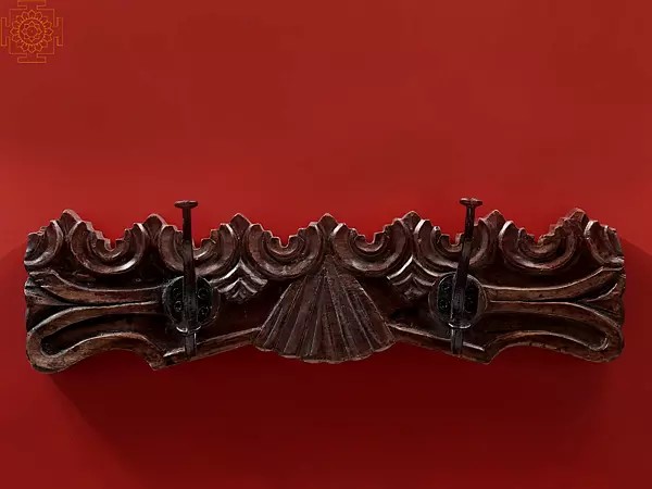 18" Decorative Wood 2 Hooks Key Holder | Handmade Art