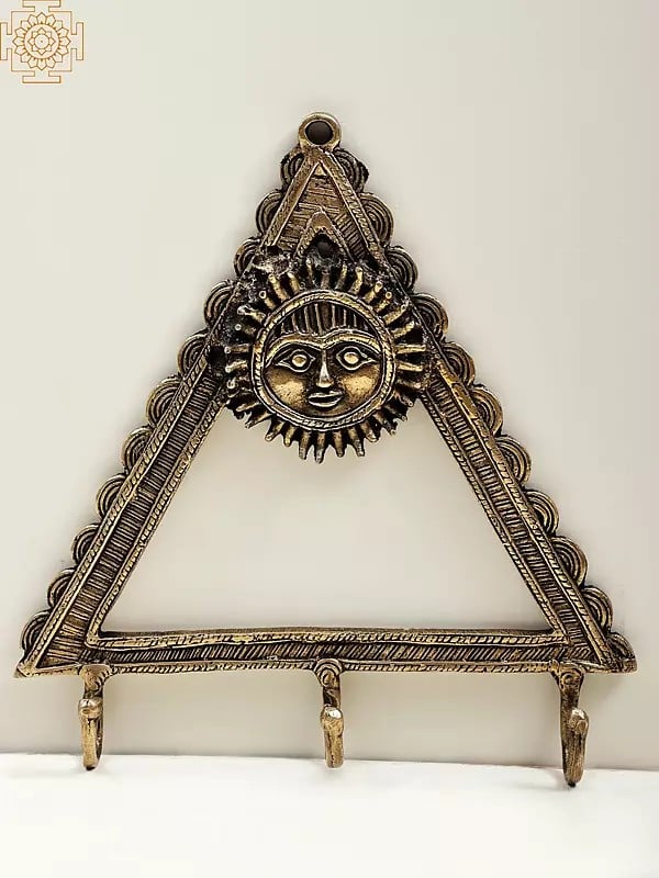 8" Brass Sun Triangle Key Hanger | Handmade