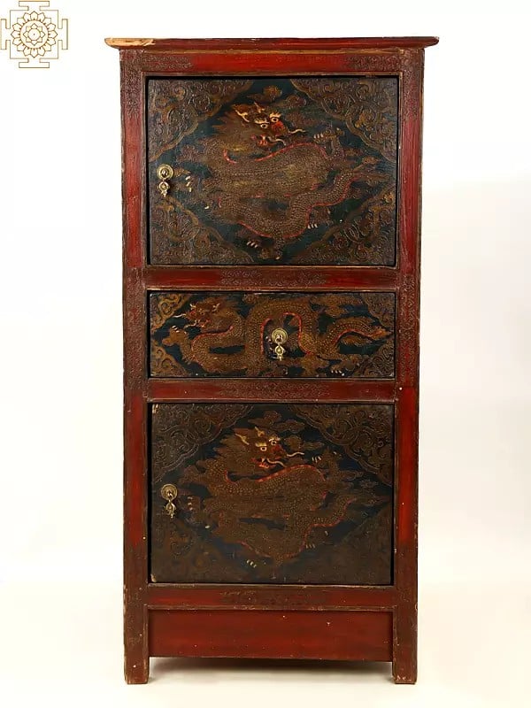 43" Vintage Tibetan Cabinet | Handmade