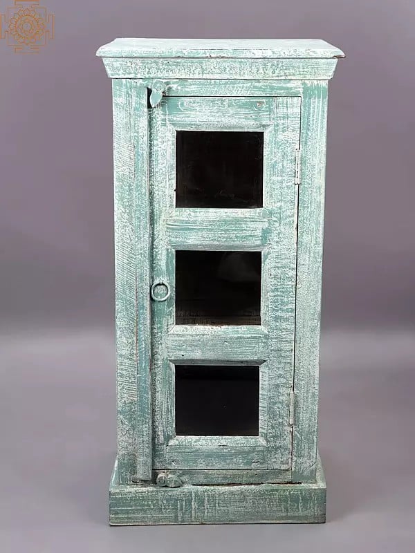 37" Vintage Wooden Cabinet with Glass | Handmade