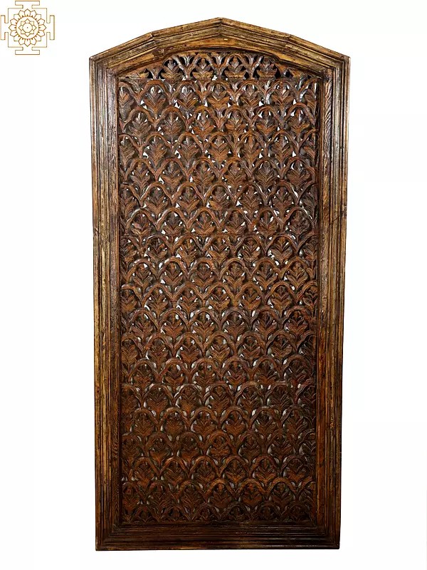 84" Vintage Lattice Wooden Traditional Door | Handmade