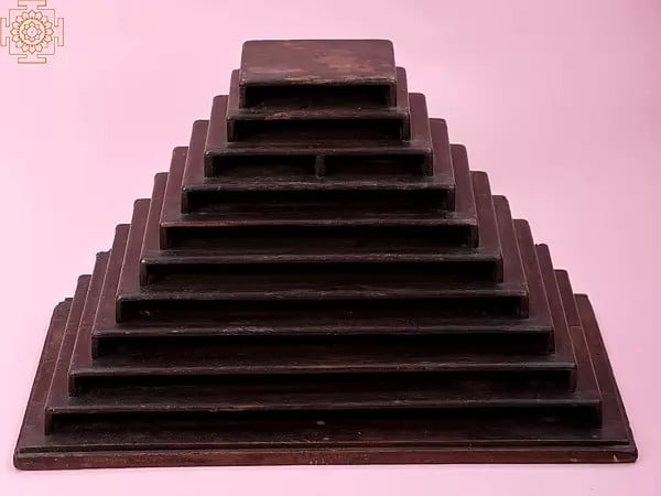 23" Vintage Pyramid Shape Wooden Pedestal | Handmade