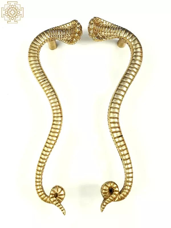 8" Brass Pair of Snake Design Door Handles