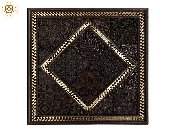 24" Wood with Brass Designer Wall Hanging