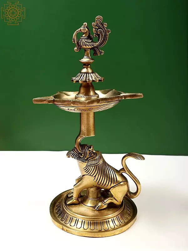 12" Brass Peacock Lamp