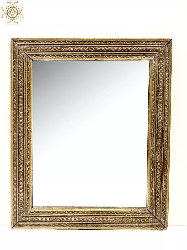 17" Vintage Wooden Frame Mirror
