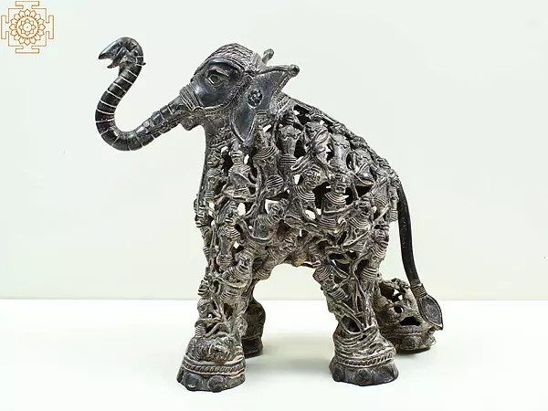 12" Brass Elephant (Tribal Dhokra Art) Figurine
