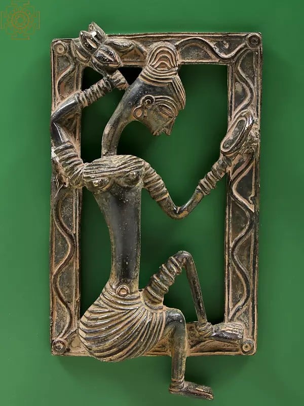 6" Small Vintage Tribal Mirror Lady Wall Hanging