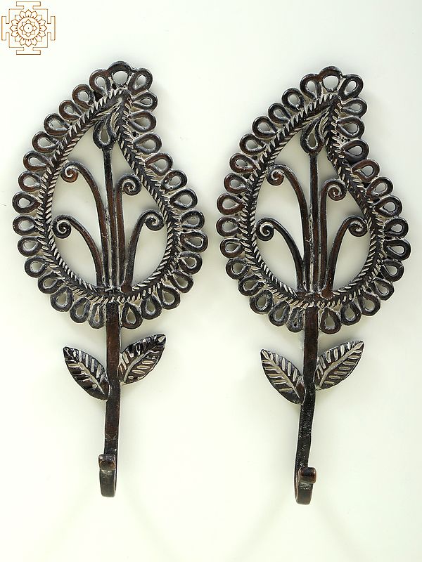 8" Brass Aamra Motif Vintage Tribal Key Hanger (Pair)
