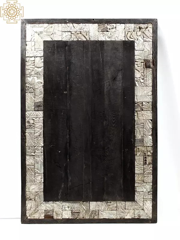 47" Large Vintage Black and White Design Wooden Wall Hanging