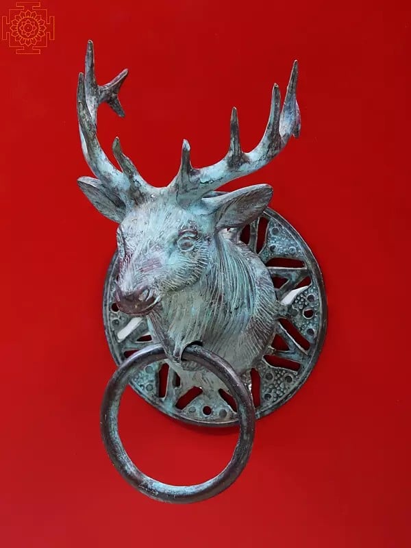 8" Brass Reindeer Head Door Knocker