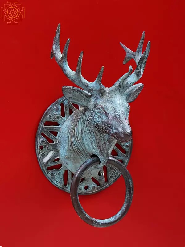 Details about   Brass Reindeer Door Bell Ring Deer Face Flower Engraving Door Knocker RU99 