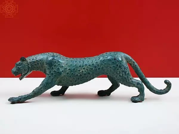 11" Brass Jaguar Figurine | Home Decor Showpiece