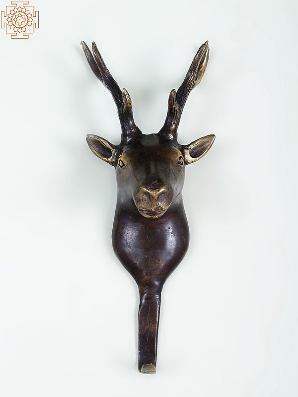 7" Small Brass Deer Head Wall Hook