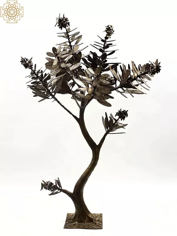 59" Large Brass Olive Tree | Metal Tree Wall Art