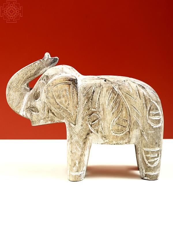 7" Vintage Wooden Elephant