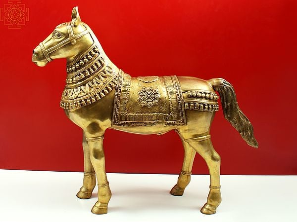 32" Brass Decorative Horse