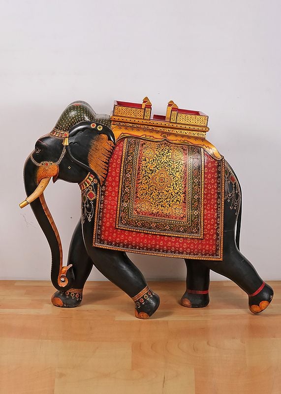 36" Large Wooden Elephant Showpiece