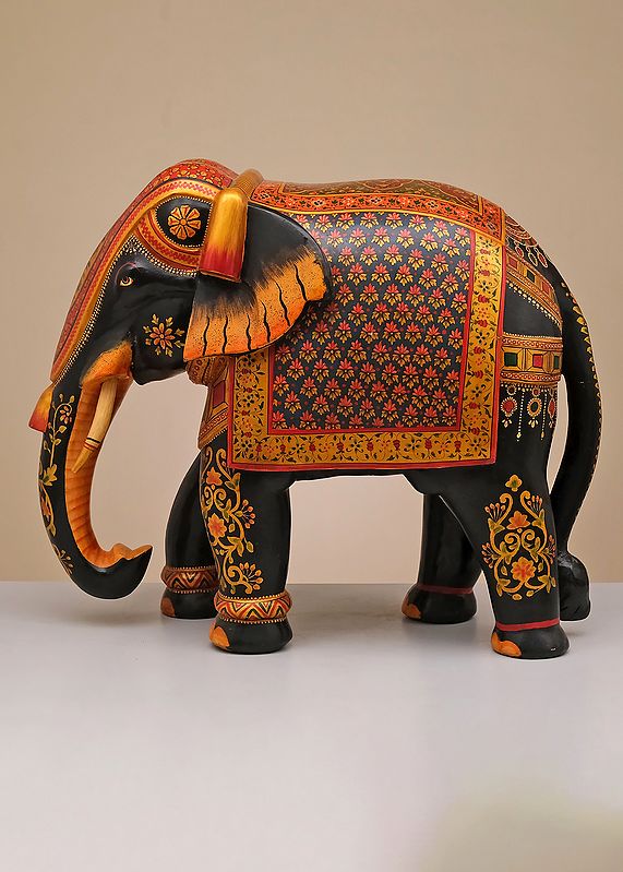 24" Wooden Decorative Elephant Showpiece