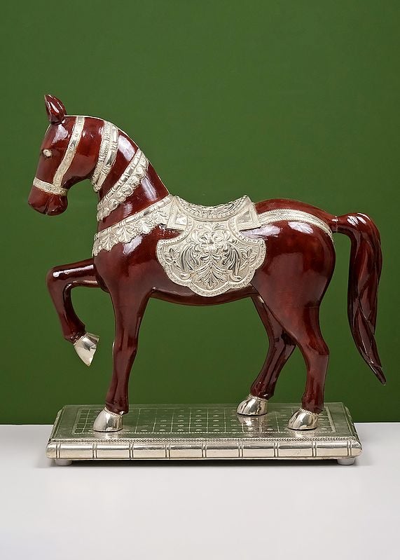 21" Wooden Horse Showpiece